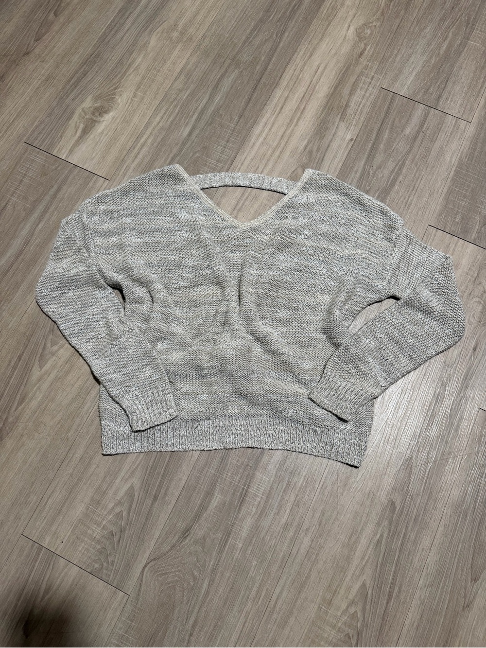 Express Gray Marled Twist Front Open Back Sweater Size S